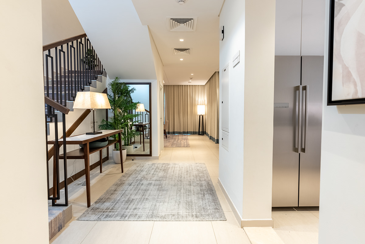 Bright interior hallway and staircase in a UAE villa